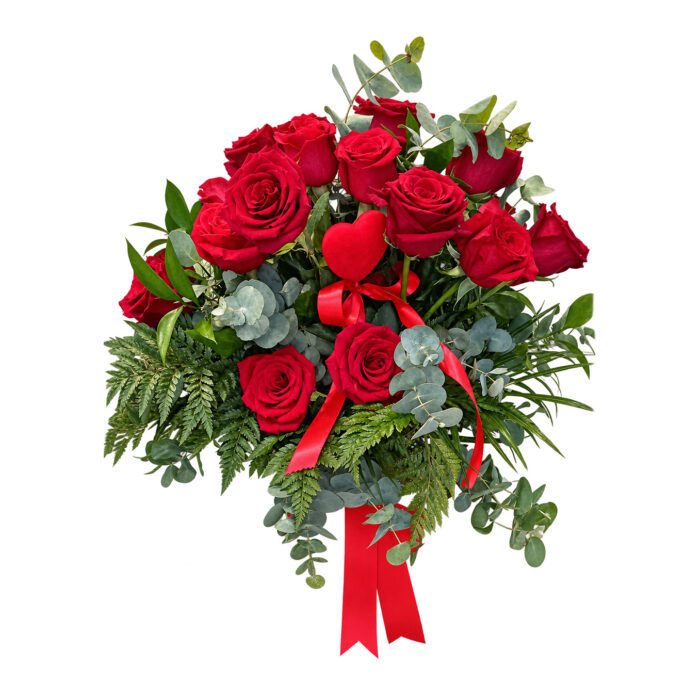 Ramo con jarrón de 24 rosas